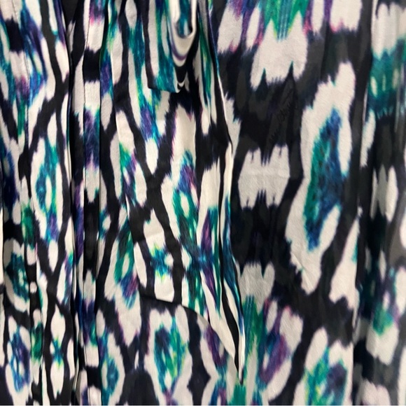 Roberto Cavalli 44 Multicolor Patterned Blouse with Bow Y2K - Picture 2 of 9